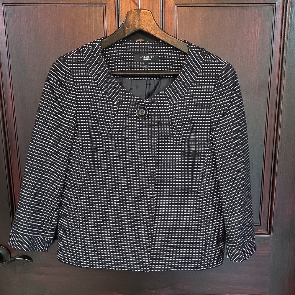 Talbots Black and White Patterned Blazer
